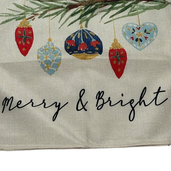 Christmas Pillow Cover Merry and Bright White Red Green Zip Closure Home Decor - Picture 3 of 6